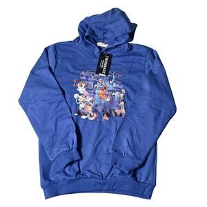 Space Jam Hoodie Youth Size 160 Large Blue‎ Long Sleeve Pullover Thombase NEW